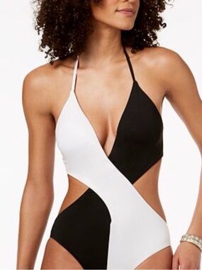 Bar III Black and White One-Piece Swim Suit